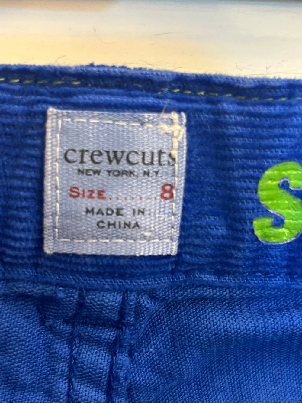 J. Crew boys royal blue corduroy pants with gold-tone hardware